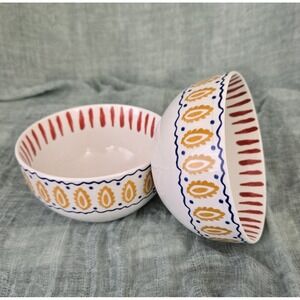 Hobby‎ Lobby The Spring Shop Set Of 2 Cereal Soup Ceramic Colorful Bowls 5.75"